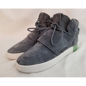 Adidas Tubular Invader Strap 'Onix Ice Gray Suede High-Top Sneakers Womens 9